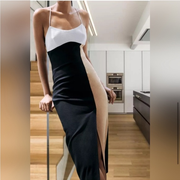 Zara Colorblock Linen Dress NWT - Picture 4 of 4